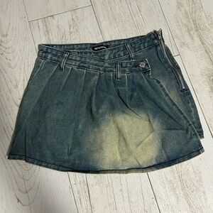PLT vintage wash asymmetric micro mini skirt